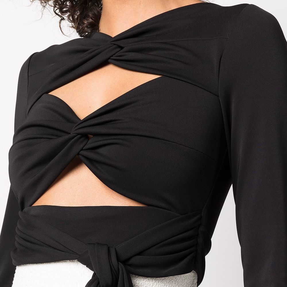 Alice + Olivia Amelie Twist Tie Top in Black Size Medium - Picture 3 of 10
